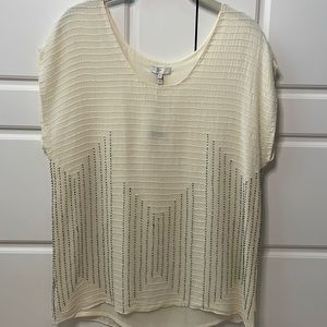 Joie beaded blouse small cream cap sleeve